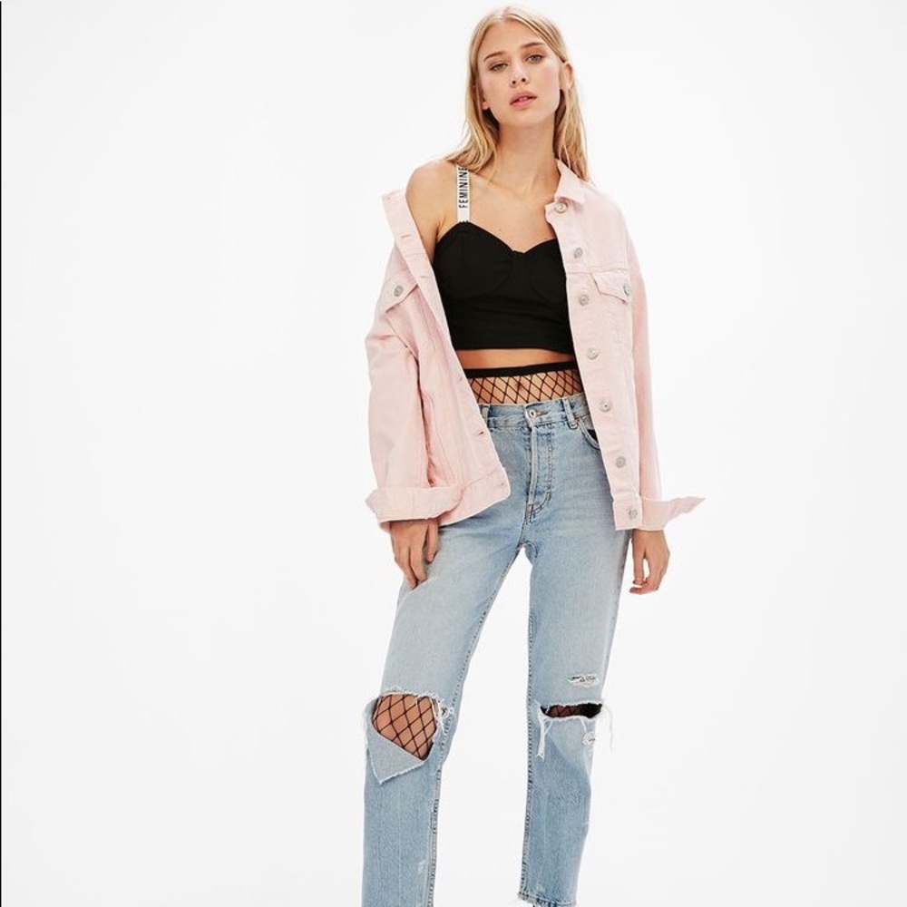 Distressed jean jacket